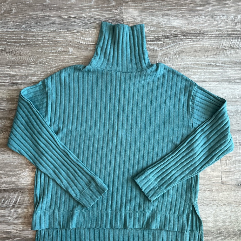 Madewell Women’s Sage Green Ribbed Turtleneck Sweater Size Small Cotton Blend